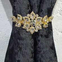 Load image into Gallery viewer, Crystal Tie Backs, Slim Curtains hold backs, magnetic holder
