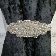 Load image into Gallery viewer, Crystal and Pearl Tie Backs, rhinestone Curtains hold backs, magnetic holders
