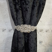 Load image into Gallery viewer, Crystal and Pearl Tie Backs, rhinestone Curtains hold backs, magnetic holders
