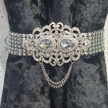 Load image into Gallery viewer, Crystal drapeTie Backs, rhinestone Curtains hold backs, magnetic holders
