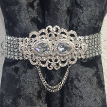 Load image into Gallery viewer, Crystal drapeTie Backs, rhinestone Curtains hold backs, magnetic holders
