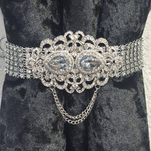 Load image into Gallery viewer, Crystal drapeTie Backs, rhinestone Curtains hold backs, magnetic holders
