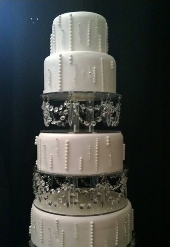 Crystal cake separator crystal drape +LED's, set of 3 dividers in sizes: 15cm+20cm- 6