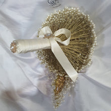 Load image into Gallery viewer, Pearl cascade teardrop  brooch  bouquet Jeweled  art deco gatsby vintage style. by Crystal wedding uk

