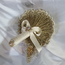 Load image into Gallery viewer, Pearl cascade teardrop  brooch  bouquet Jeweled  art deco gatsby vintage style. by Crystal wedding uk
