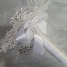 Load image into Gallery viewer, Snowflake bouquet with frozen blue accent for a Winter wedding bridesmaid by Crystal wedding uk
