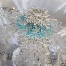 Load image into Gallery viewer, Snowflake bouquet with frozen blue accent for a Winter wedding bridesmaid by Crystal wedding uk

