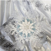 Load image into Gallery viewer, Snowflake bouquet with frozen blue accent for a Winter wedding bridesmaid by Crystal wedding uk
