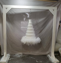 Load image into Gallery viewer, Feather hanging swing cake platform plus Cake hanger stand frame   180cm, Suspended cake stand heavy duty holds 200lbs by Crystal wedding uk
