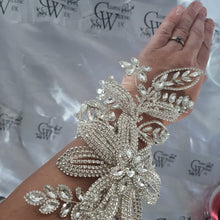 Load image into Gallery viewer, Crystal Wedding corsage Bracelet Jewellery Crystalflower Wedding Bride Cuff  by Crystal wedding uk
