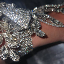 Load image into Gallery viewer, Crystal Wedding corsage Bracelet Jewellery Crystalflower Wedding Bride Cuff  by Crystal wedding uk
