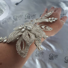 Load image into Gallery viewer, Crystal Wedding corsage Bracelet Jewellery Crystalflower Wedding Bride Cuff  by Crystal wedding uk
