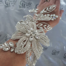 Load image into Gallery viewer, Crystal Wedding corsage Bracelet Jewellery Crystalflower Wedding Bride Cuff  by Crystal wedding uk
