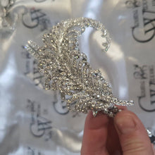 Load image into Gallery viewer, Crystal Vintage style &#39;Feather&#39;  Wedding Hairband   Bridesmaid  hairpiece. Great Gatsby Vintage Glam Art Deco by Crystal wedding uk
