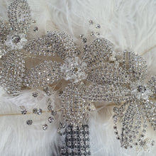 Load image into Gallery viewer, Feather fan bouquet, crystal flowers, BRIDES HAND FAN - any colour as custom made by Crystal wedding uk
