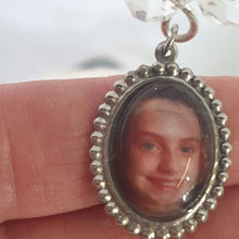 Load image into Gallery viewer, Photo Wedding Charm Boutonniere, Personalised buttonhole, dress corsage, Silver brooch photo, Wedding Buttonhole Pin. by Crystal wedding uk

