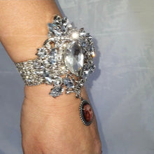 Load image into Gallery viewer, Photo Wedding  charm corsage, Personalised corsage, wrist corsage, Silver brooch photo, Wedding bracelet by Crystal wedding uk
