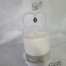 Load image into Gallery viewer, Photo Crystal  heart cake topper by Crystal wedding uk
