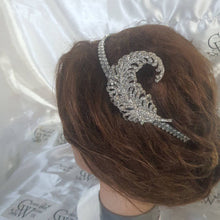 Load image into Gallery viewer, Crystal Vintage style &#39;Feather&#39;  Wedding Hairband   Bridesmaid  hairpiece. Great Gatsby Vintage Glam Art Deco by Crystal wedding uk
