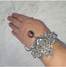 Load image into Gallery viewer, Photo Wedding  charm corsage, Personalised corsage, wrist corsage, Silver brooch photo, Wedding bracelet by Crystal wedding uk
