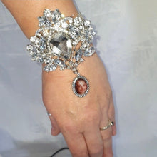Load image into Gallery viewer, Photo Wedding  charm corsage, Personalised corsage, wrist corsage, Silver brooch photo, Wedding bracelet by Crystal wedding uk
