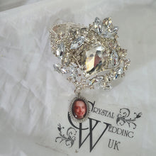 Load image into Gallery viewer, Photo Wedding  charm corsage, Personalised corsage, wrist corsage, Silver brooch photo, Wedding bracelet by Crystal wedding uk
