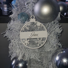 Load image into Gallery viewer, Snowflake Tree bauble made using Swarovski elements, Personalised bauble, Monogram name hanging tree decoration By Crystal wedding uk

