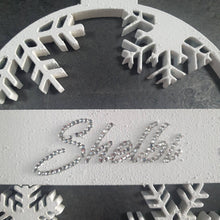 Load image into Gallery viewer, Snowflake Tree bauble made using Swarovski elements, Personalised bauble, Monogram name hanging tree decoration By Crystal wedding uk
