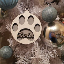 Load image into Gallery viewer, Personalised Wooden Dog Paw Christmas Decoration Hanging  DOG Pawble made using Swarovski elements hanging tree decor By Crystal wedding uk
