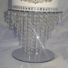 Load image into Gallery viewer, Chandelier cake stand 14&quot;  + led&#39;s ightd by Crystal wedding uk

