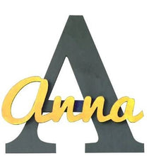 Load image into Gallery viewer, Custom wood name sign | Initial name sign | Girl Name Sign | Above crib sign | Baby shower gift | Layered Name Sign | Large name sign boy
