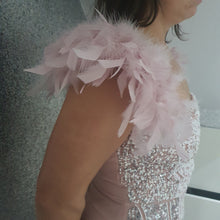 Load image into Gallery viewer, Blush feather crystal epaulettes [Custom fit bridal shoulder pieces [ Wedding shoulder Modern bride Wings  By Crystal wedding UK
