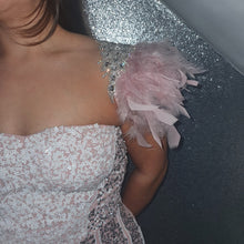 Load image into Gallery viewer, Blush feather crystal epaulettes [Custom fit bridal shoulder pieces [ Wedding shoulder Modern bride Wings  By Crystal wedding UK
