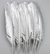 Load image into Gallery viewer, Wedding feather fan, SILVER OR GOLD brides ostrich fan, wedding hand fan, Great Gatsby  any colour as custom made by Crystal wedding uk
