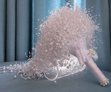 Load image into Gallery viewer, Pearl cascade bouquet , white pearls, ivory pearls by Crystal wedding uk
