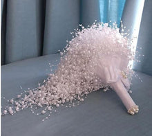 Load image into Gallery viewer, Pearl cascade bouquet , white pearls, ivory pearls by Crystal wedding uk
