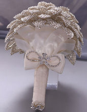 Load image into Gallery viewer, Diamante bouquet brooch , leafJewel crystal wedding bouquet Crystal Bridal Bouquet, bling cascade Jewel bouquet by Crystal wedding uk
