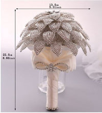 Load image into Gallery viewer, Diamante bouquet brooch , leafJewel crystal wedding bouquet Crystal Bridal Bouquet, bling cascade Jewel bouquet by Crystal wedding uk
