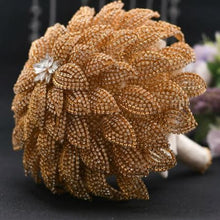 Load image into Gallery viewer, Diamante bouquet brooch , leafJewel crystal wedding bouquet Crystal Bridal Bouquet, bling cascade Jewel bouquet by Crystal wedding uk
