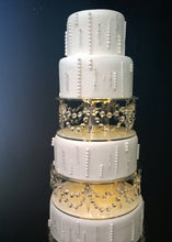 Load image into Gallery viewer, Crystal cake separator crystal drape +LED&#39;s, set of 2 sizes: 15cm 25cm  -6&quot; 10&quot;  by 3&quot; TALL by Crystal wedding uk
