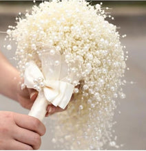 Load image into Gallery viewer, Pearl cascade bouquet , white pearls, ivory pearls by Crystal wedding uk
