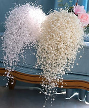 Load image into Gallery viewer, Pearl cascade bouquet , white pearls, ivory pearls by Crystal wedding uk
