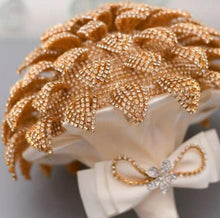 Load image into Gallery viewer, Diamante bouquet brooch , leafJewel crystal wedding bouquet Crystal Bridal Bouquet, bling cascade Jewel bouquet by Crystal wedding uk
