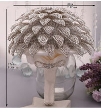 Load image into Gallery viewer, Diamante bouquet brooch , leafJewel crystal wedding bouquet Crystal Bridal Bouquet, bling cascade Jewel bouquet by Crystal wedding uk

