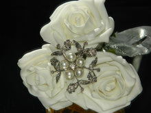 Load image into Gallery viewer, Rose and Crystal brooch flower girl wand
