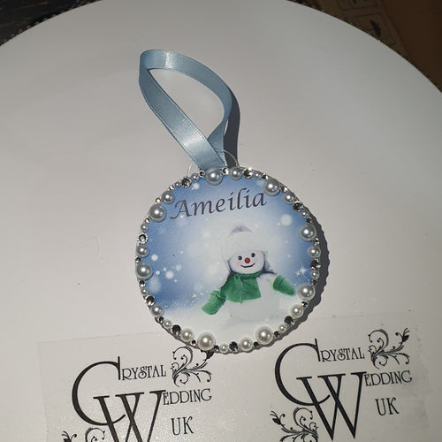 Personalised Christmas bauble, tree Decoration. first name hanging tree decor By Crystal Wedding UK