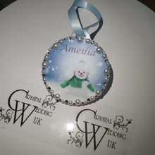 Load image into Gallery viewer, Personalised Christmas bauble, tree Decoration. first name hanging tree decor By Crystal Wedding UK
