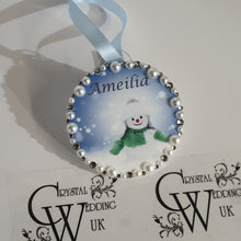 Load image into Gallery viewer, Personalised Christmas bauble, tree Decoration. first name hanging tree decor By Crystal Wedding UK
