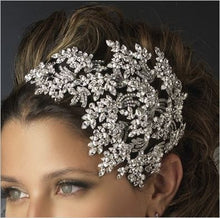 Load image into Gallery viewer, large Vintage couture inspired crystal tiara side hair piece
