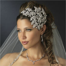 Load image into Gallery viewer, large Vintage couture inspired crystal tiara side hair piece
